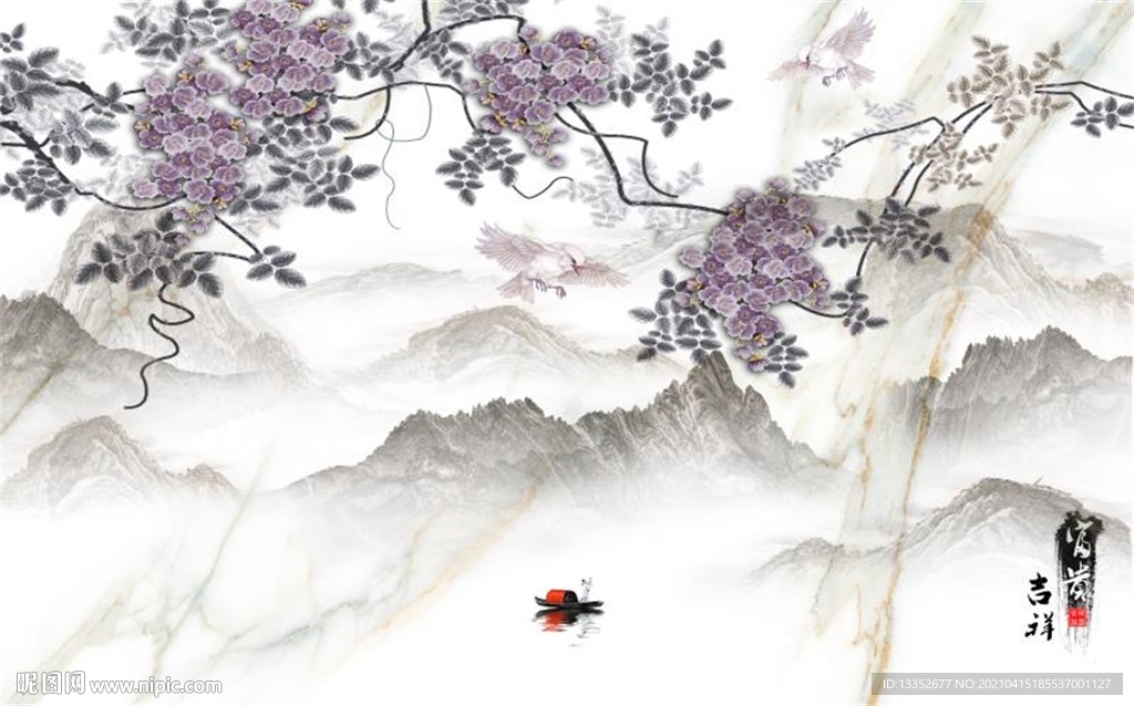 紫气东来富贵吉祥石纹