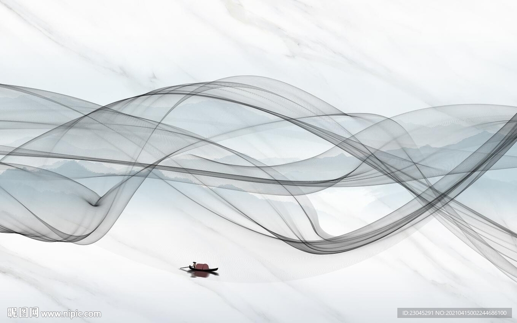 抽象山水新中式线条背景墙