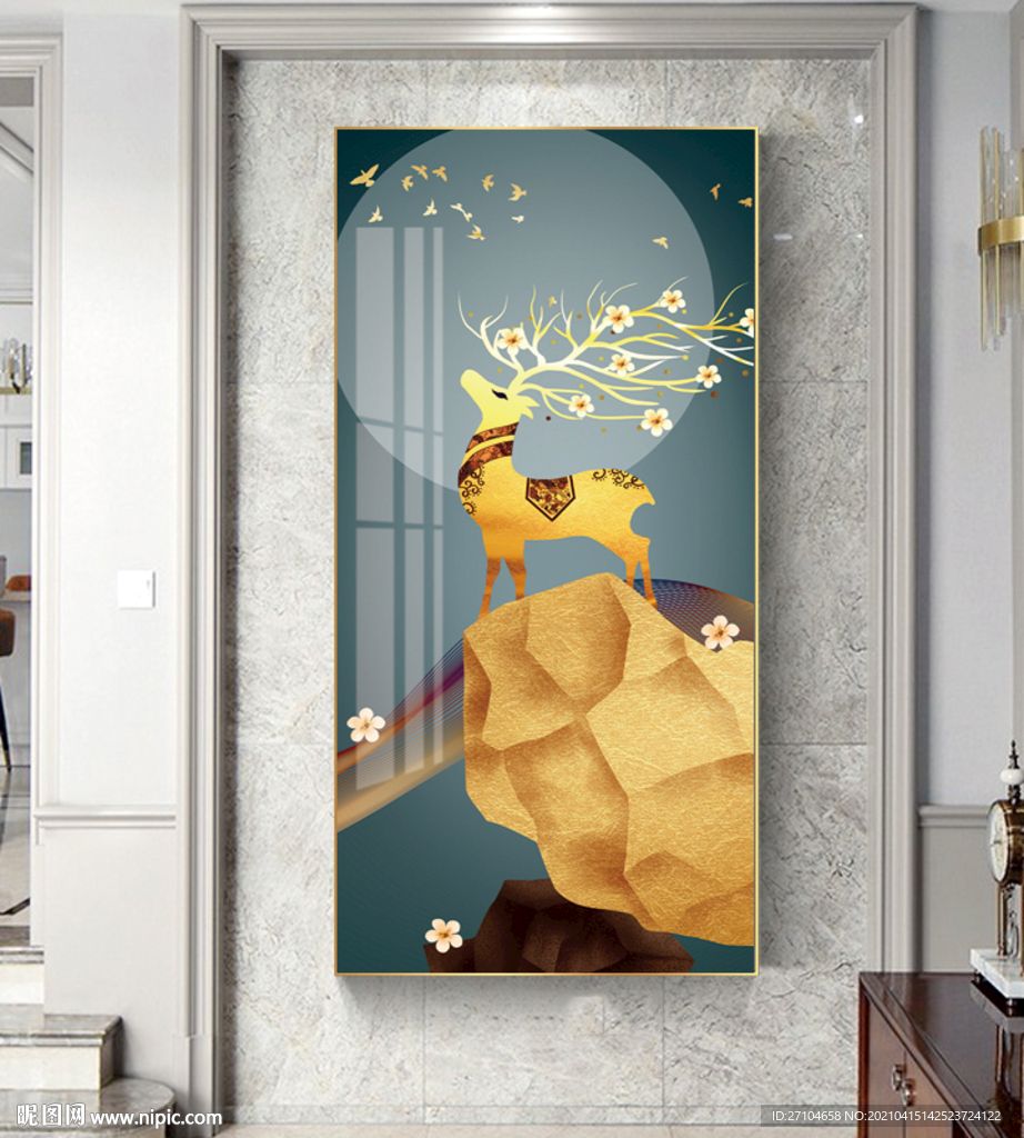 金色发财鹿麋鹿玄关