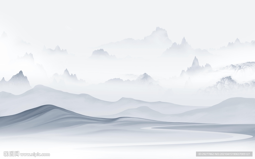 意境中式新山水画 tif分层