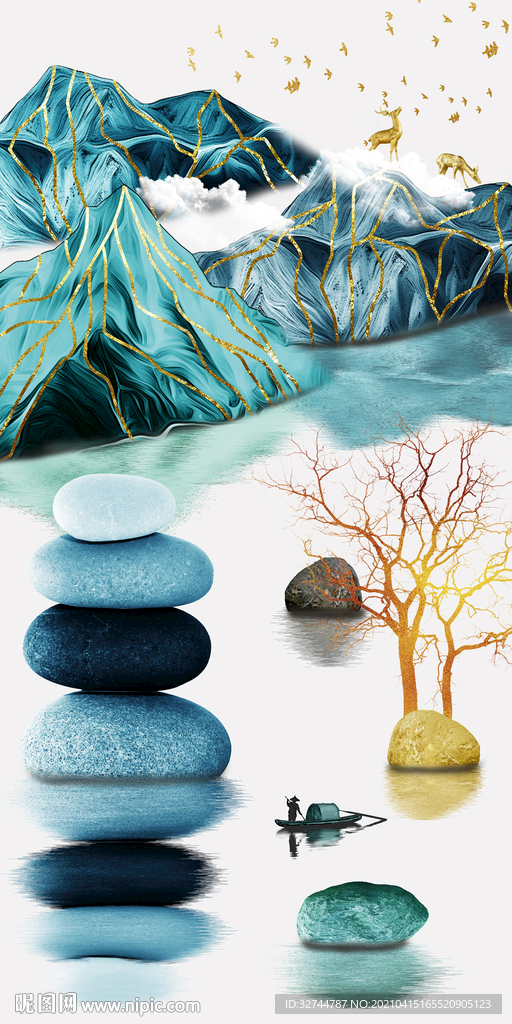 意境山水 时来运转装饰画