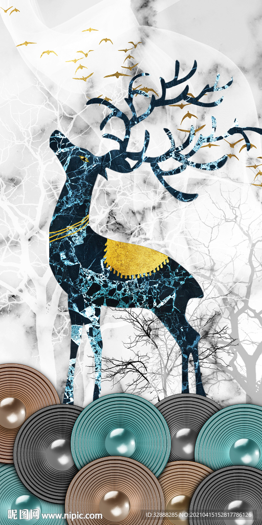 麋鹿装饰画玄关