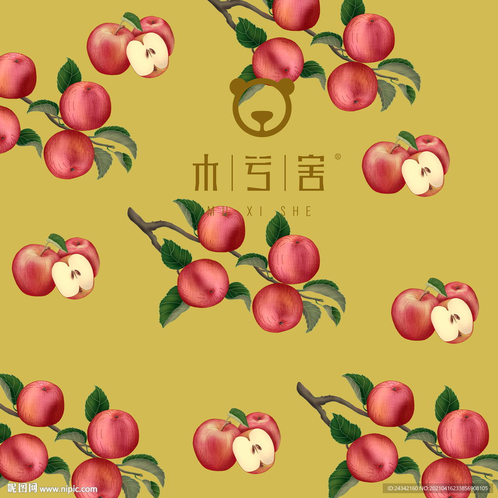 水果印花  苹果