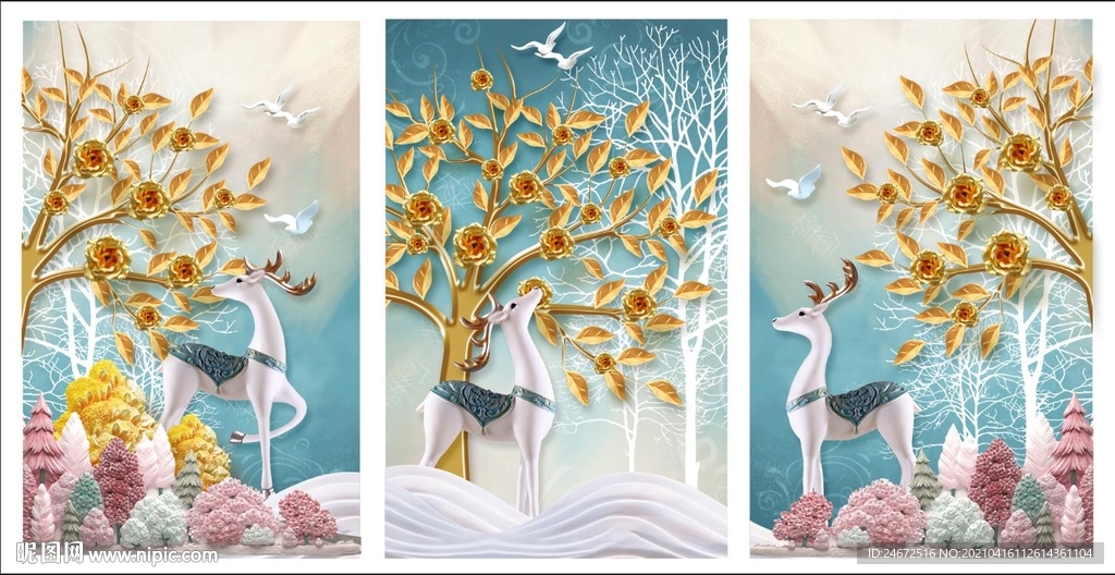 现代简约麋鹿抽象装饰画