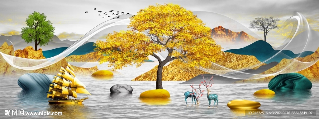 新中式轻奢山水画