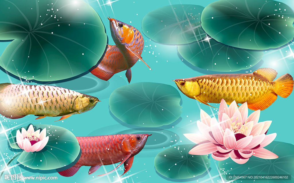 中式3D立体年年有余背景墙