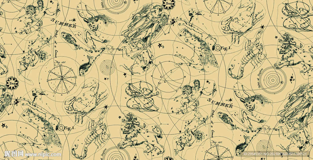 大牌 数码印花 星座 线条