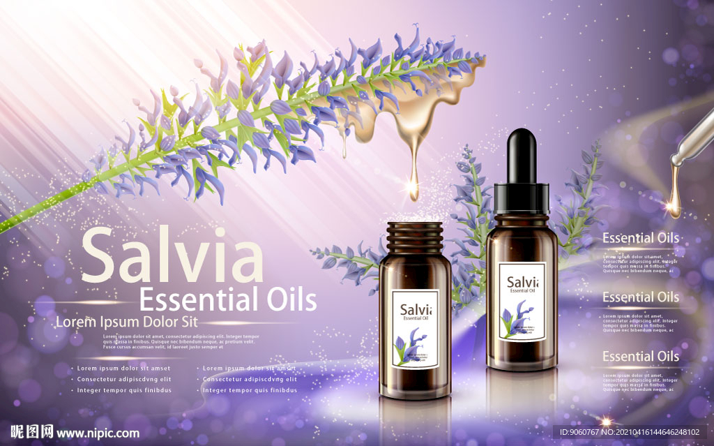 薰衣草味道精华乳液爽肤精油海报