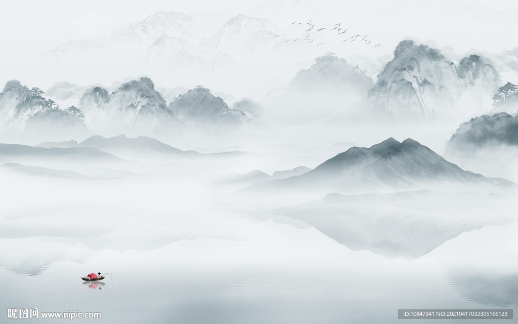 意境新山水背景墙 TIF分层