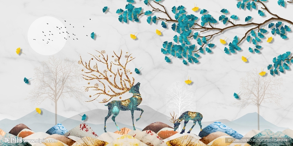 麋鹿装饰画玄关