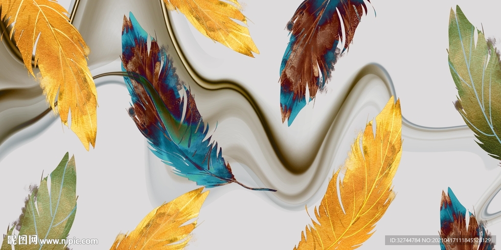 金色树叶三联画