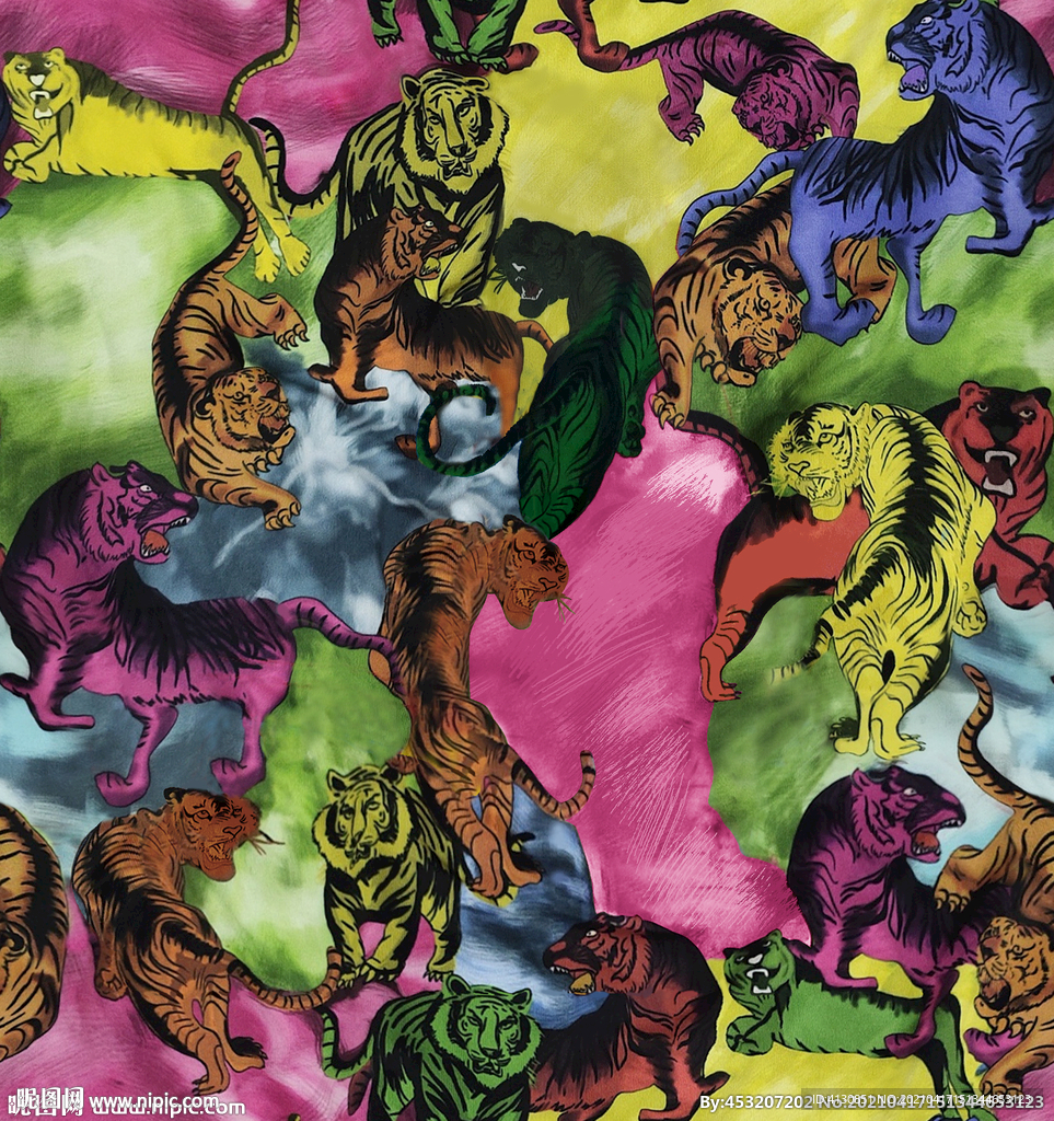 大牌 老虎  数码印花 