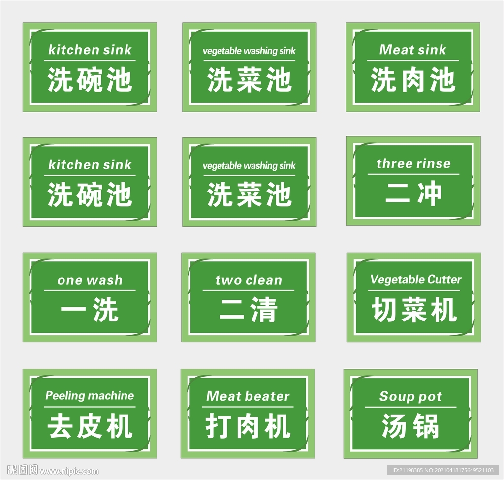 厨房清洁池标识