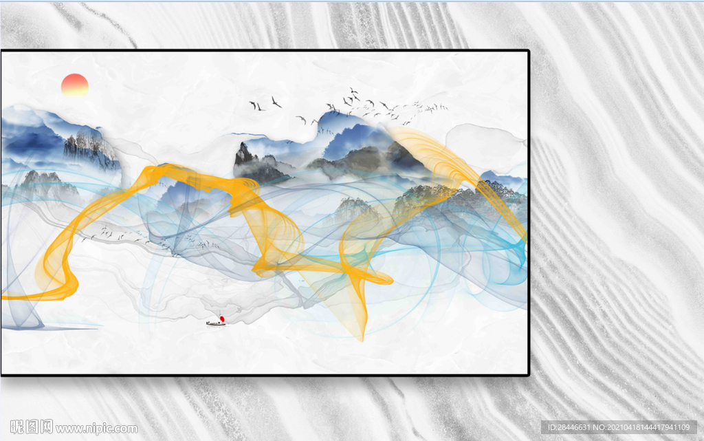 新中式电视背景墙装饰画