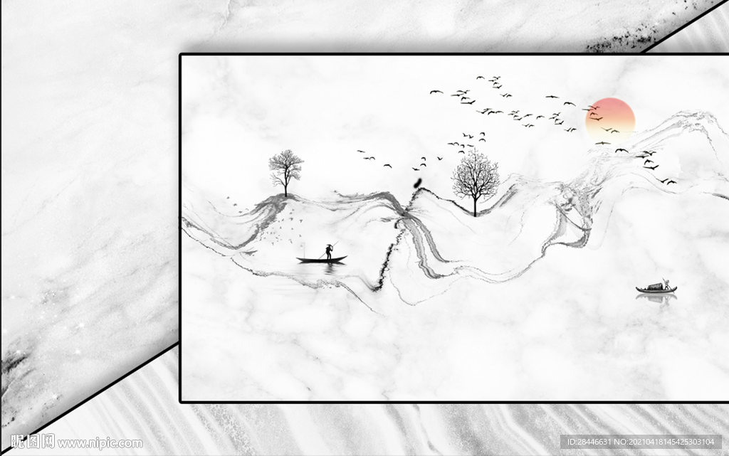 新中式电视背景墙装饰画