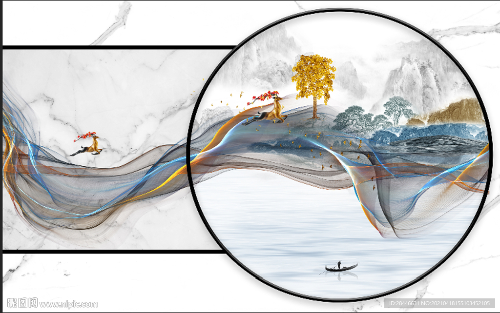 新中式电视背景墙装饰画