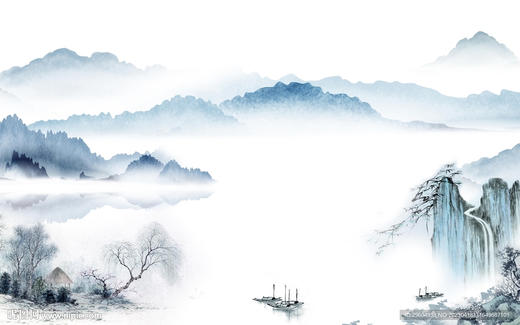 人气客厅意境山水 tif分层