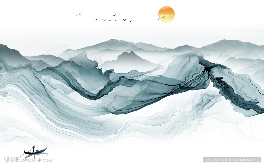 中式客厅背景墙画 TIF分层