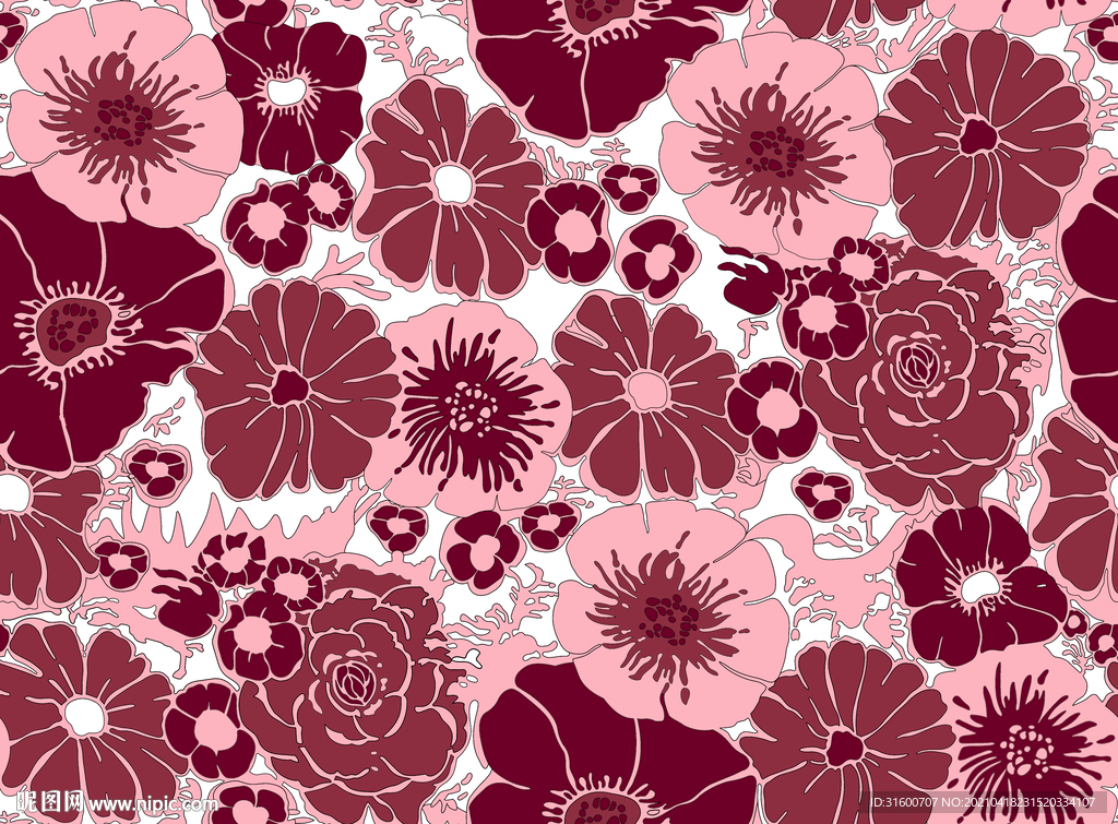 传统实色碎花