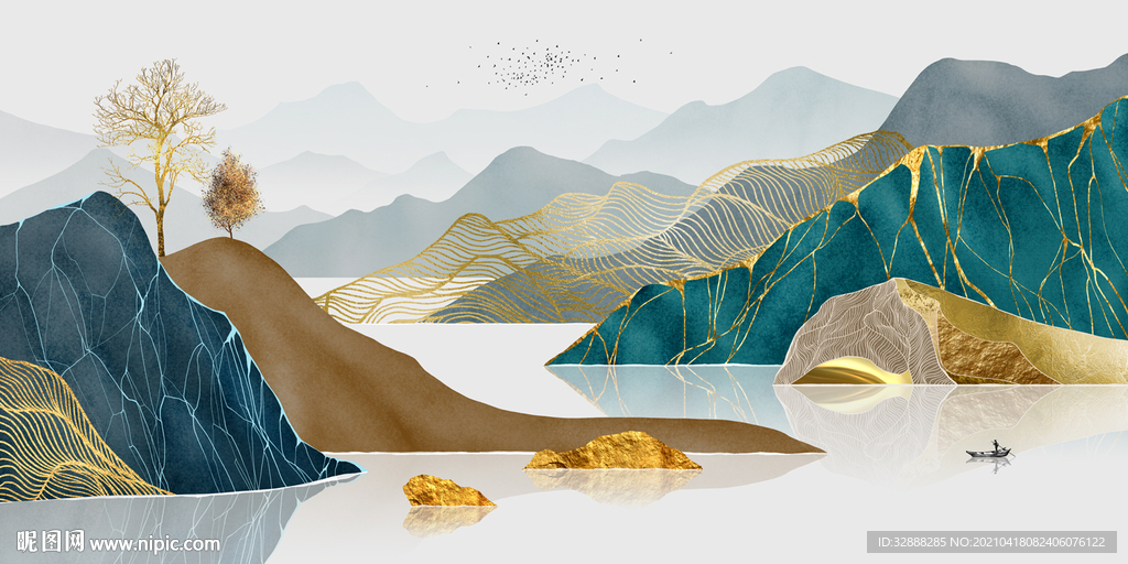 金色山水画