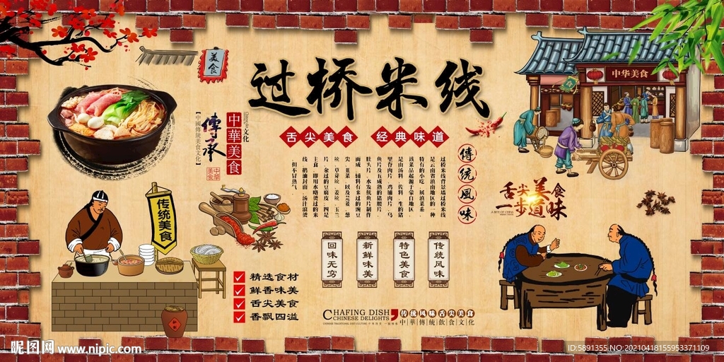 过桥米线背景墙