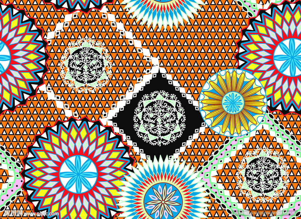 大牌几何图数码印花