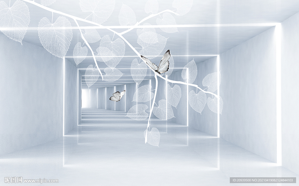 3D空间树叶背景墙