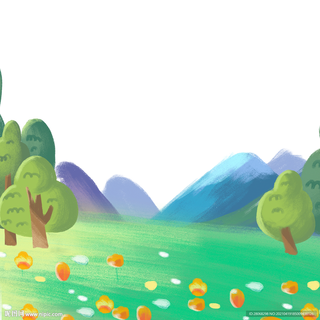绿色风景装饰插画