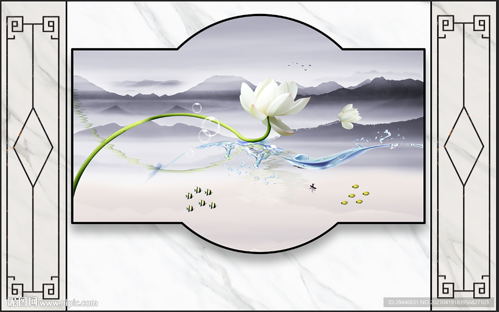 新中式电视背景墙装饰画