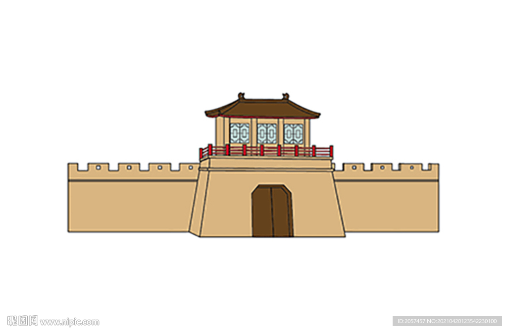 插画 城堡城墙 敦煌 沙漠古建