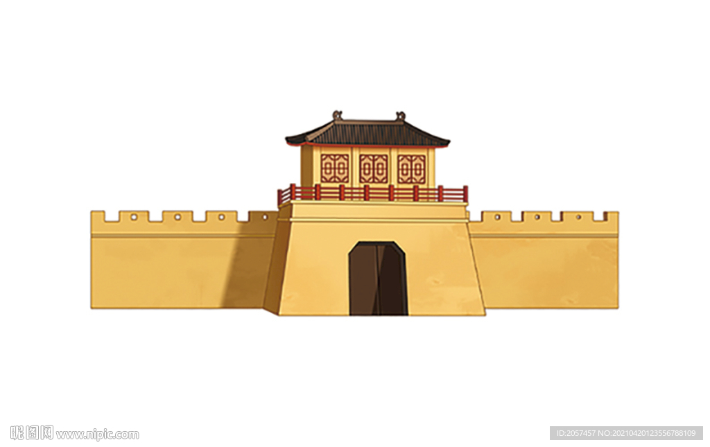 插画 城堡城墙 敦煌沙漠 古建