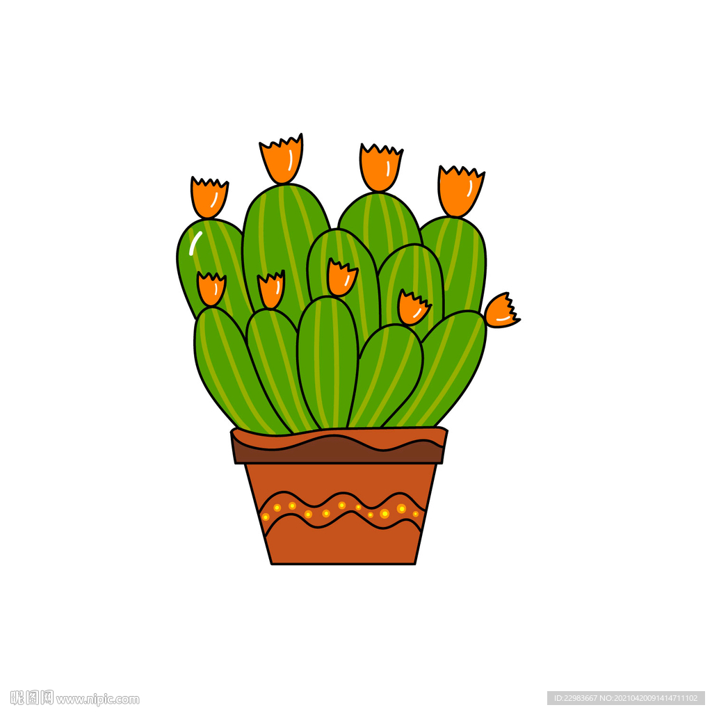 矢量仙人掌盆栽植物