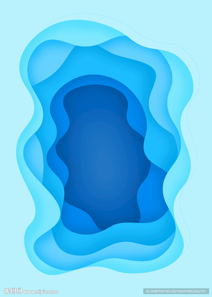 蓝色卡通冰层剪纸空间海报