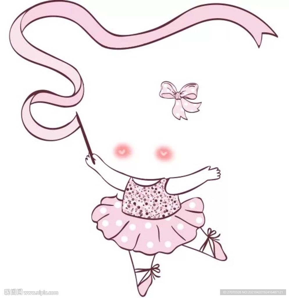 粉色卡通跳舞女孩素材