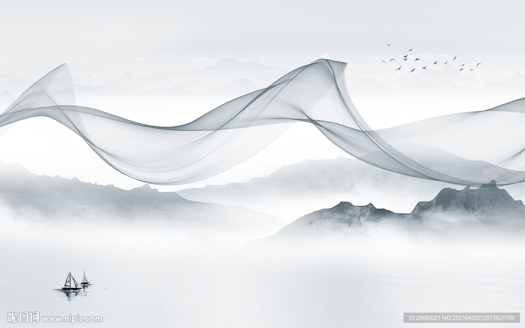 高档新山水中式画 tif分层