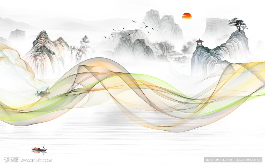 新款客厅新山水画 TIF分层