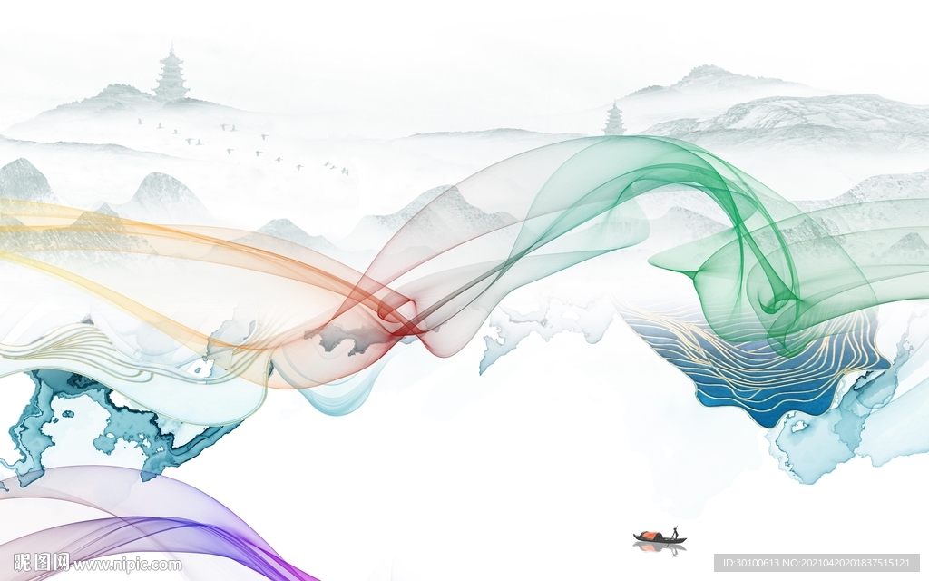 线条客厅新山水画 TIF分层