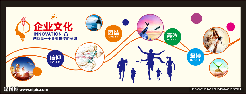 公司文化墙矢量图