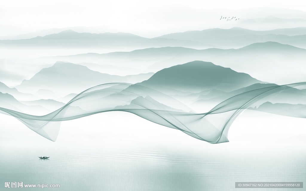 现代中式简约山水 TIF分层