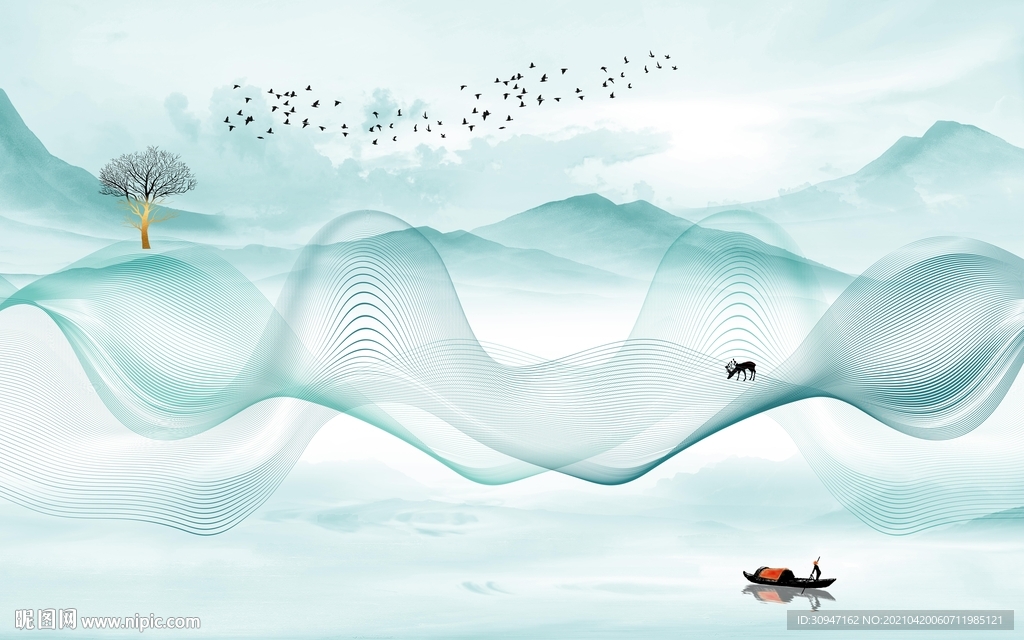 人气中式简约山水 TIF分层