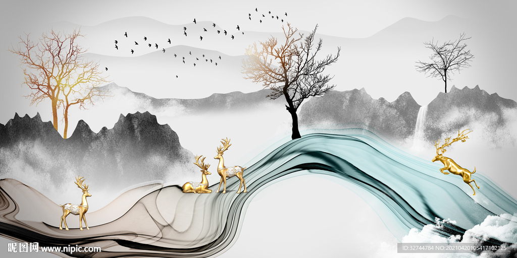 麋鹿装饰画