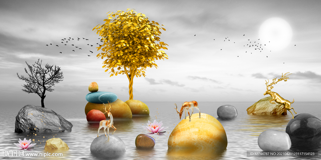 转运石麋鹿玄关