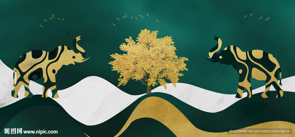 大象三联画玄关