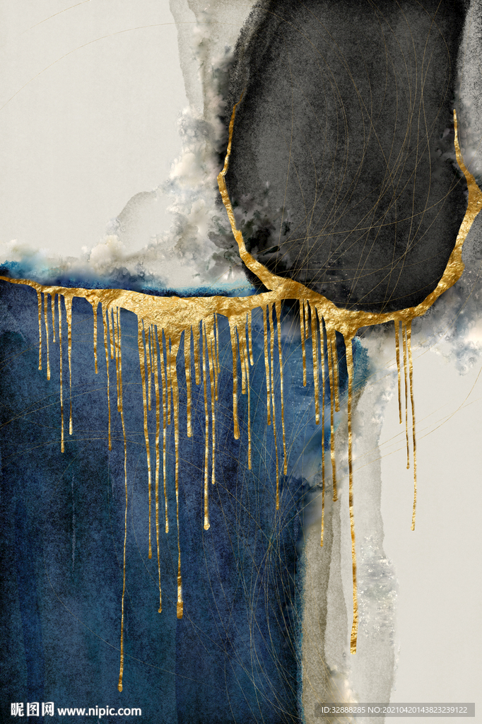 大理石纹理金箔画