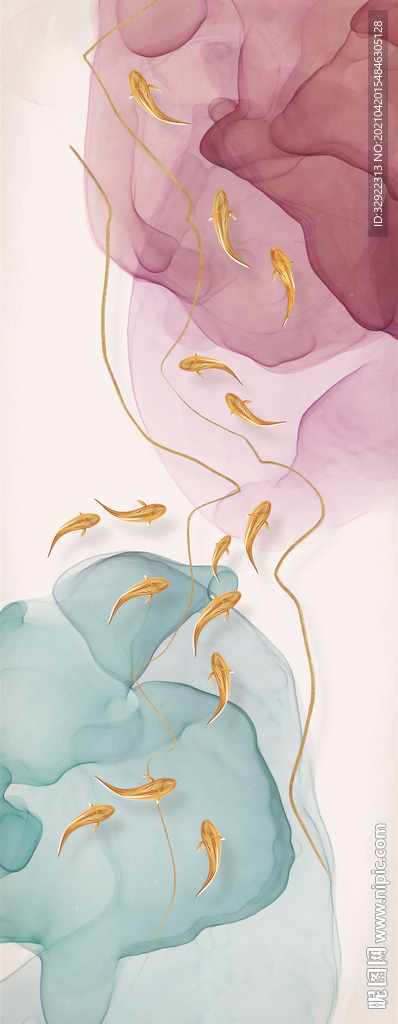 大理石鲤鱼装饰画年年有鱼