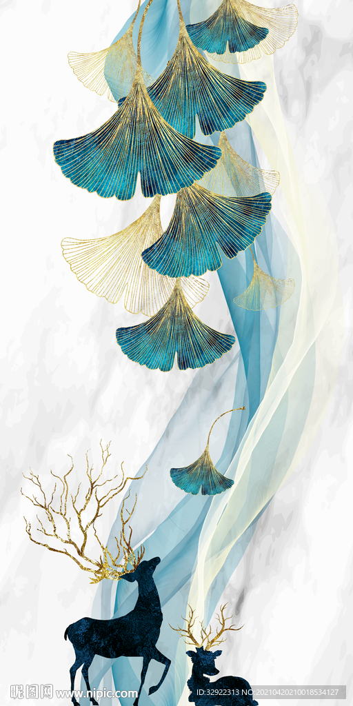 麋鹿银杏叶玄关