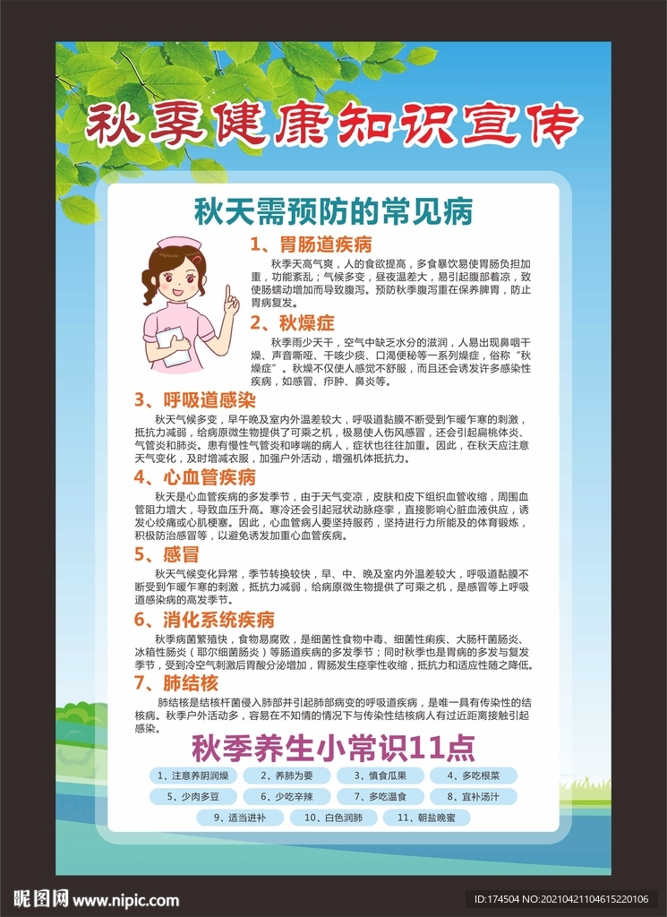 秋季健康知识宣传展板