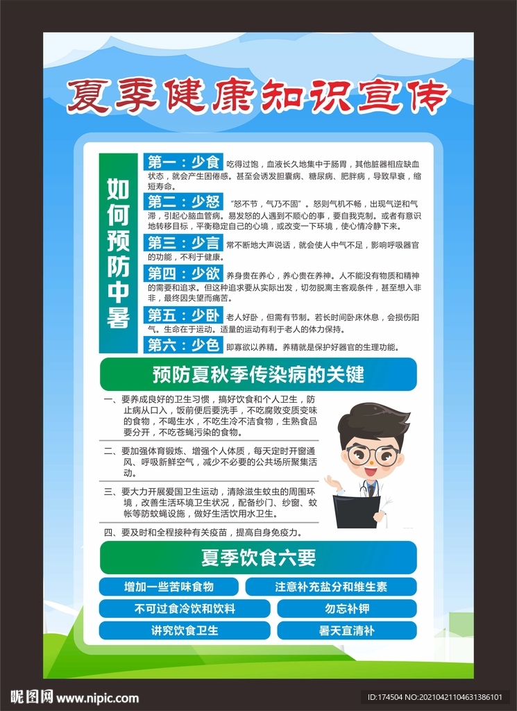 夏季健康教育宣传挂画