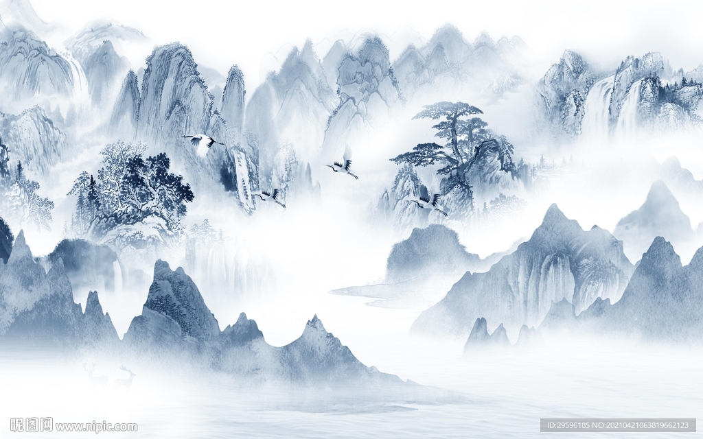新人气现代山水画 tif分层