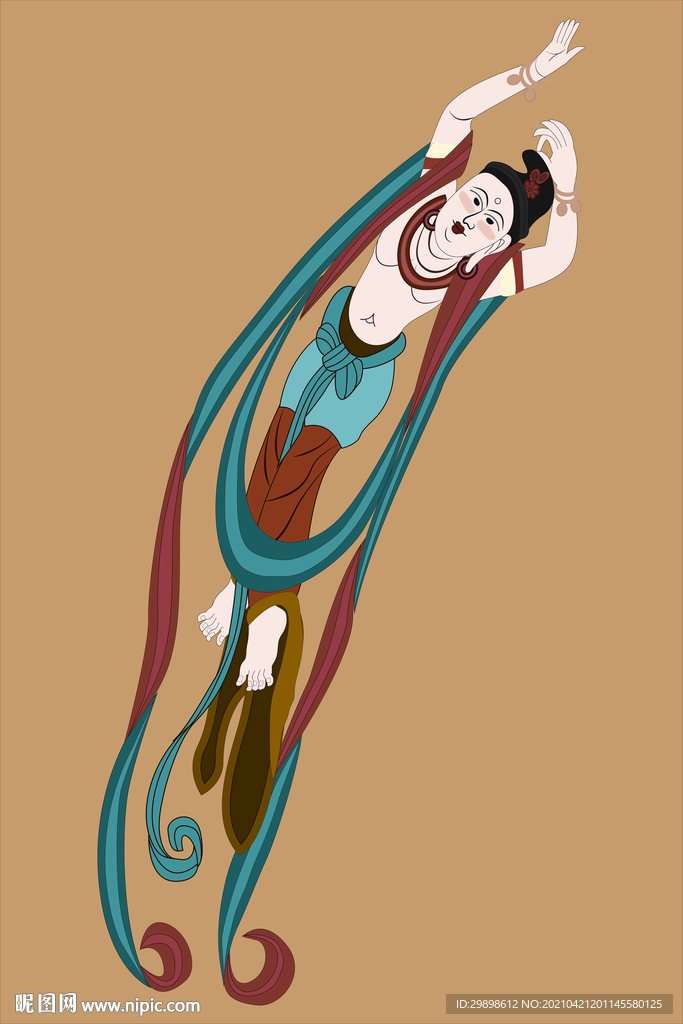 敦煌莫高窟壁画172窟盛唐飞天